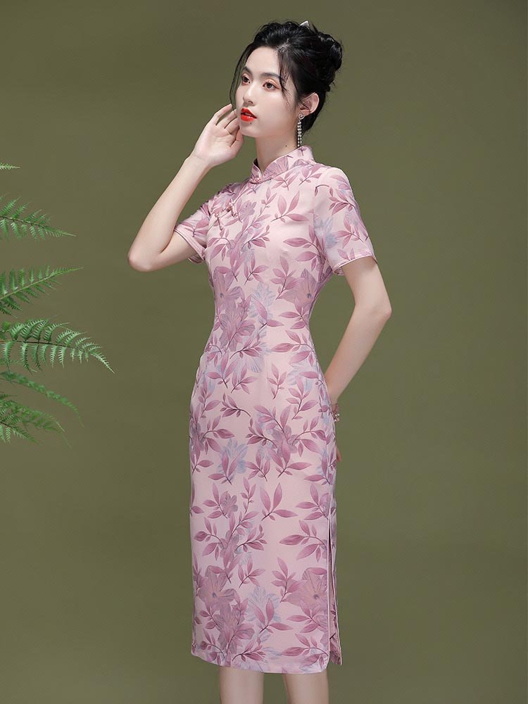 Pink Chiffon Cheongsam