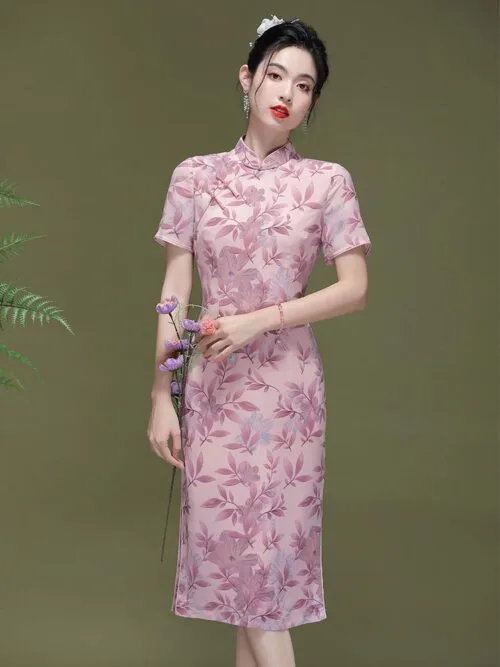 Pink Chiffon Chinese dress