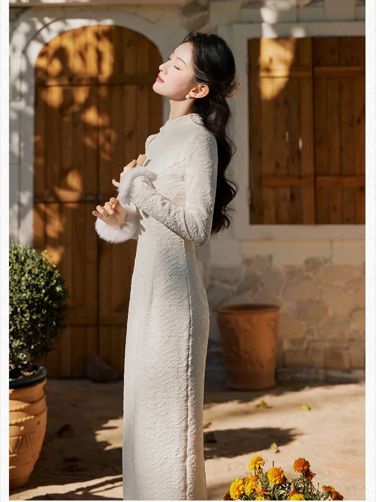 navy blue dress for baby girl Velvet Qipao Black Cheongsam Winter Dress main image 1
