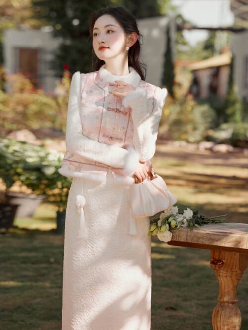 Chinese New Year Winter Cheongsam dress with waistcoat - Image 7