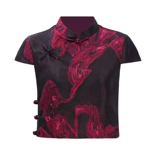 Brocade jacquard modern Qipao dress top with skirt - Image 3