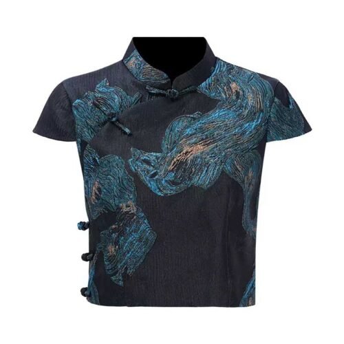 Brocade jacquard modern Qipao dress top with skirt - Image 5