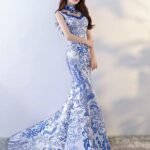 Blue and white Cheongsam