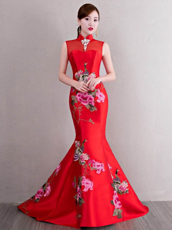 Chinese red Cheongsam dress
