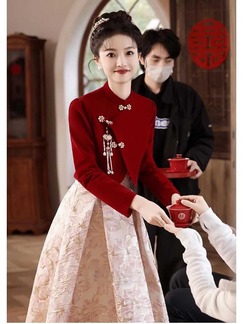 Red Chinese Wedding dress modern Qipao - eastqipao.com Red Chinese Wedding dress modern Qipao - eastqipao.com