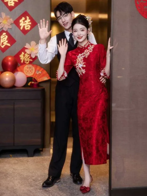 red wedding qipao