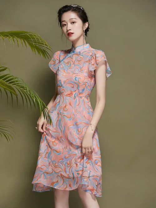 Summer Chiffon Cheongsam Style Dress China - Image 5