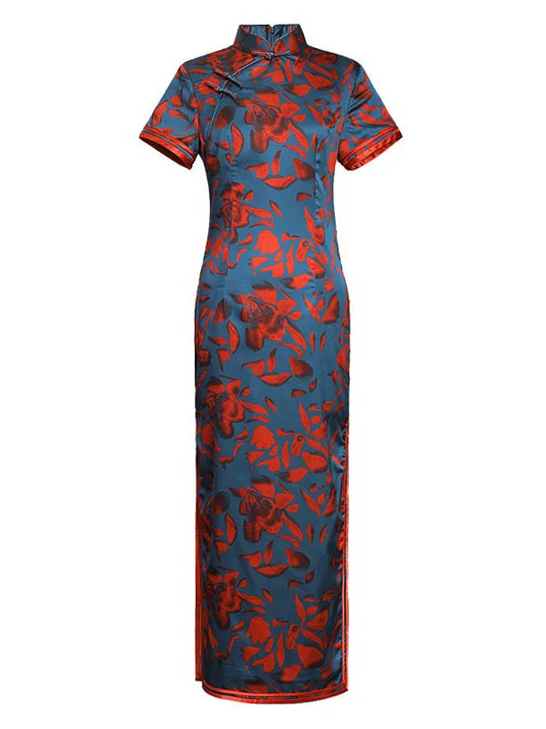 strapless open back dress Women Latin Dance Dresses Ruffles Red Royal Blue Flowers Salsa Rumba C –  Moderndancedress.com main image 0