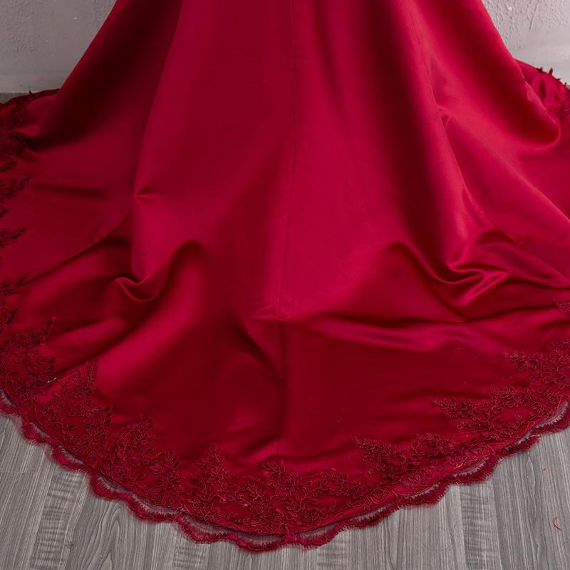Burgundy Cheongsam dress fishtail