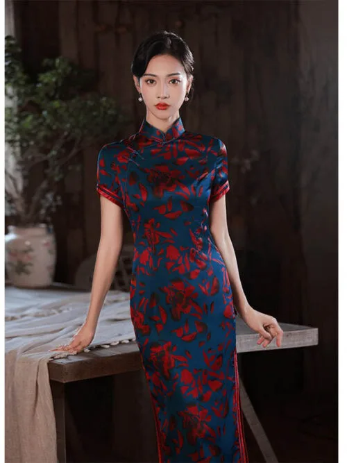 Cheongsam dress blue