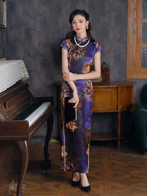 purple cheongsam
