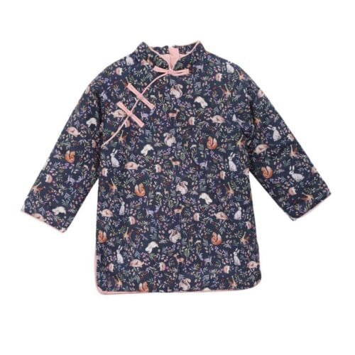 Chinese-style blue cotton Qipao coat for girls - Image 7
