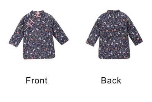 Chinese-style blue cotton Qipao coat for girls - Image 8