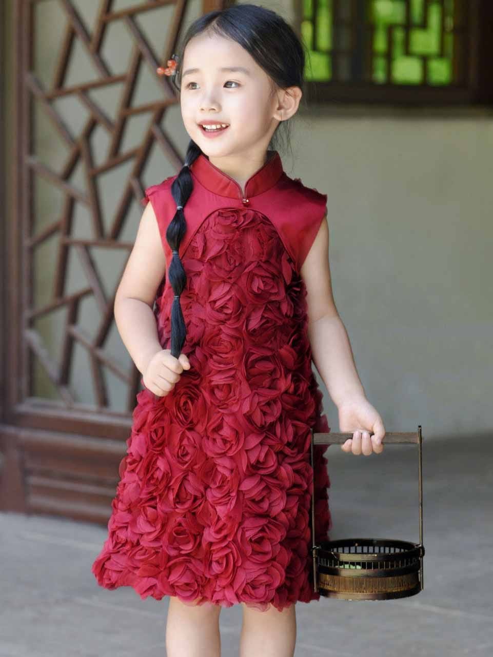 Red kids Qipao dress