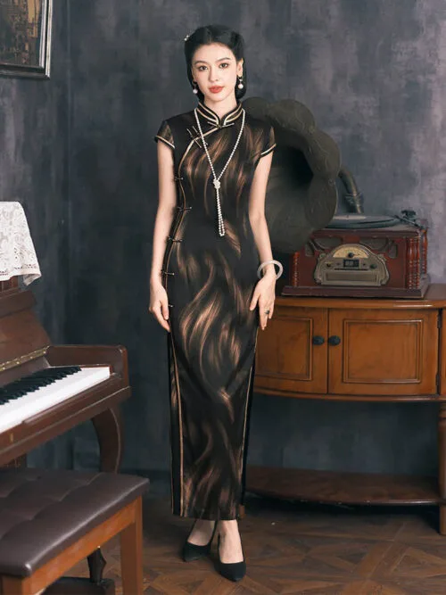 black and gold qipao