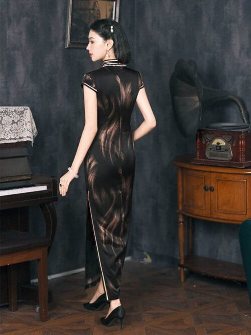 black silk Qipao