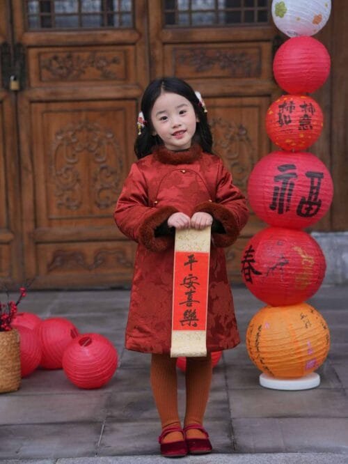 Chinese New Year dress, red coat Qipao for girls - Image 2