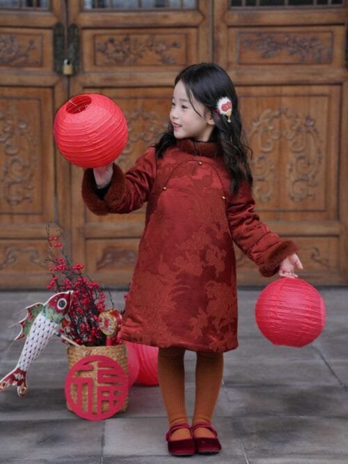 Chinese New Year dress, red coat Qipao for girls - Image 4