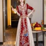 red Chinese wedding dress qun kwa