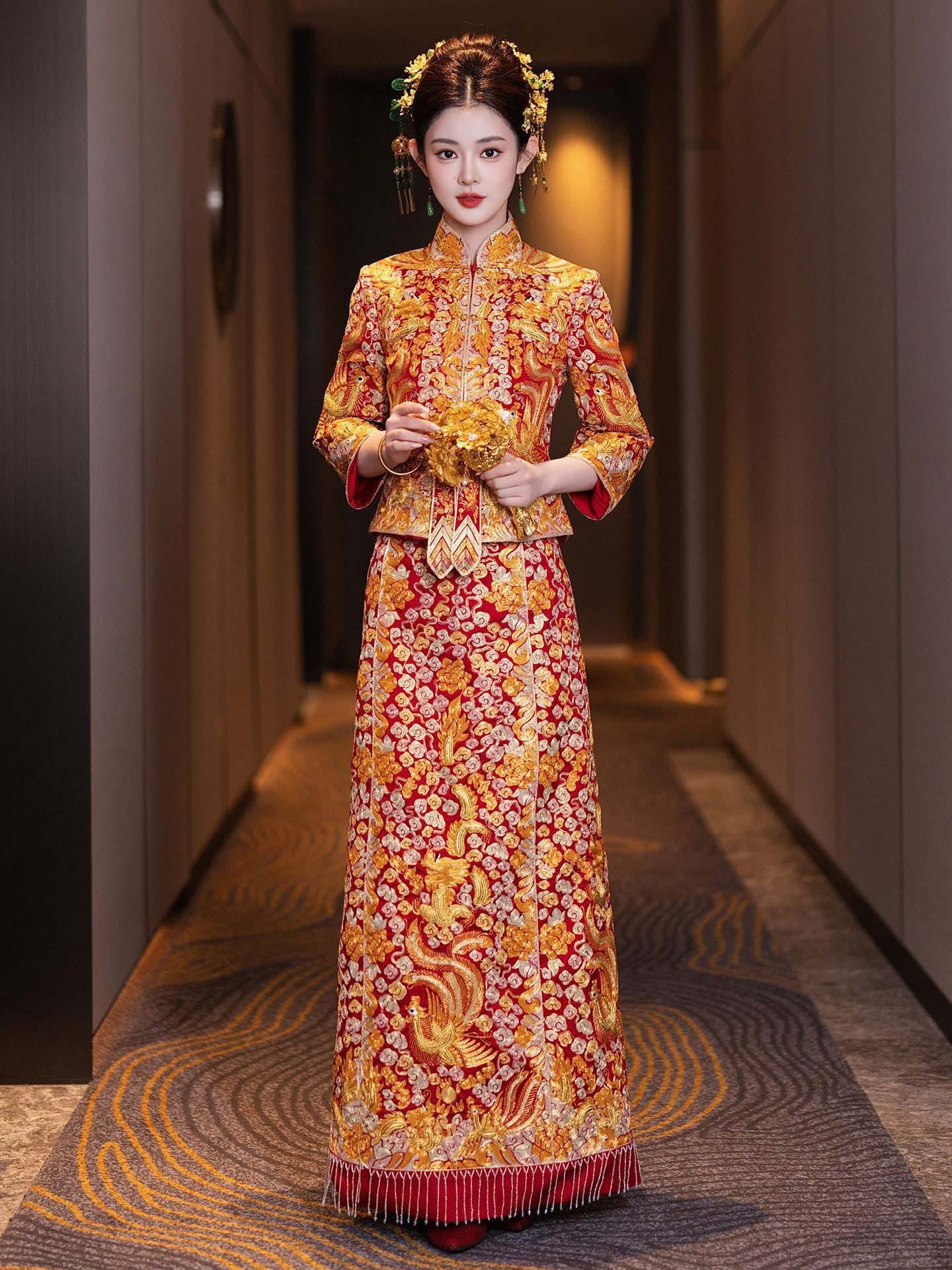 red bridal qun kwa dress