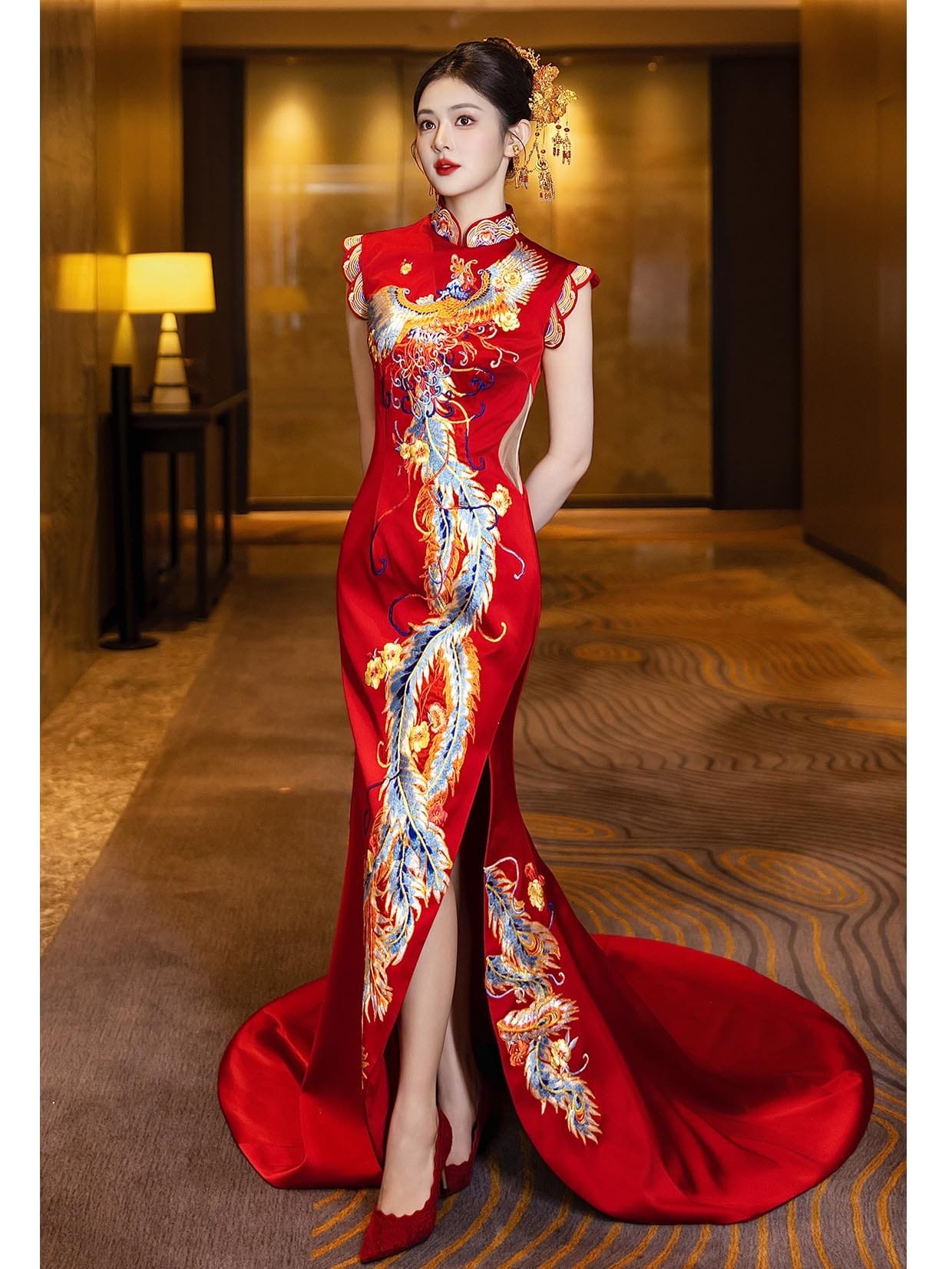 red wedding qipao dress