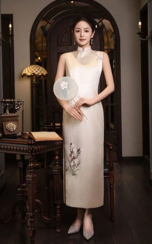 long length straight Cheongsam long length straight Cheongsam